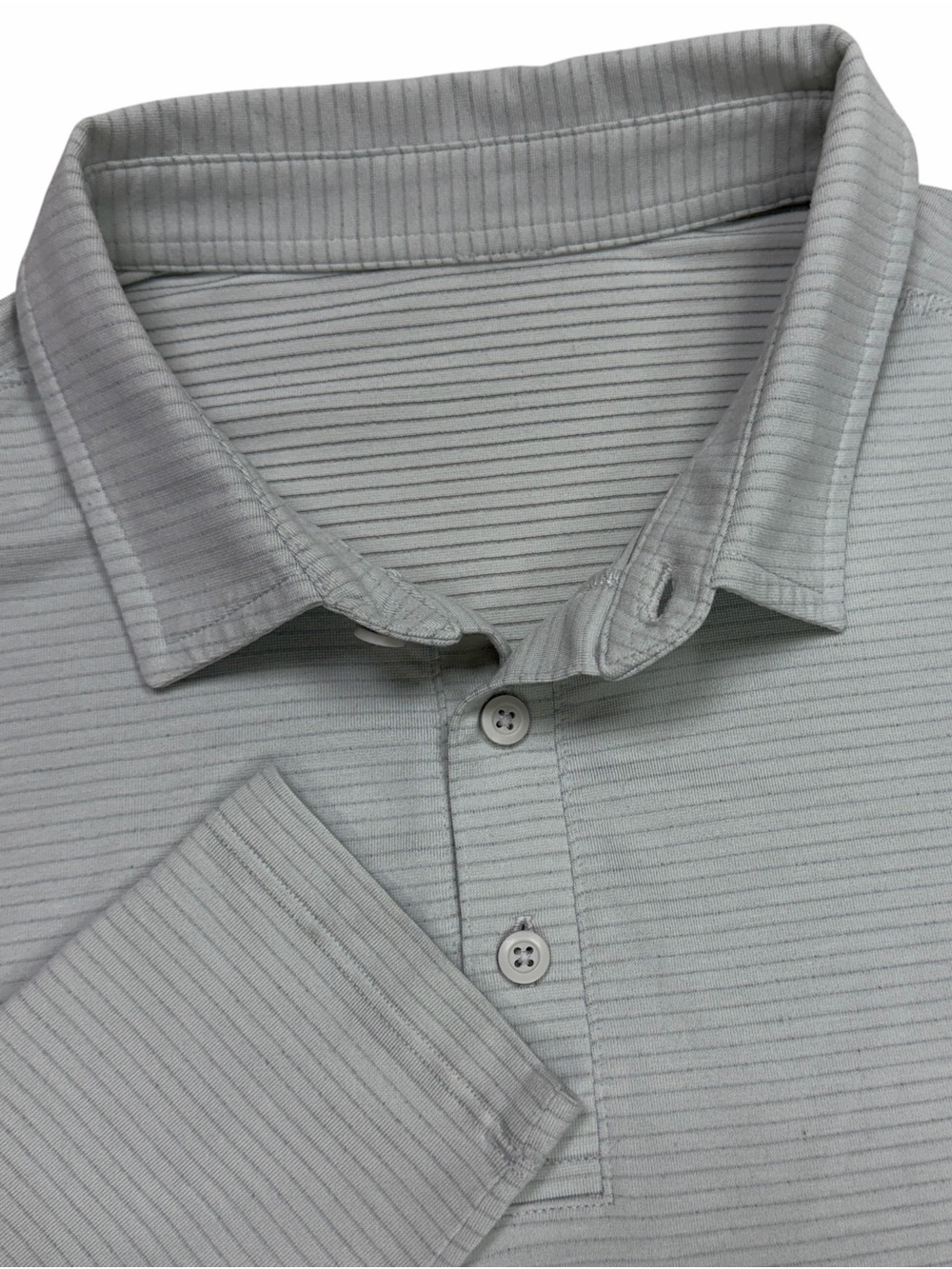 Lululemon Evolution Long Sleeve Polo Shirt Men Large Grey Stripe Golf Performanc
